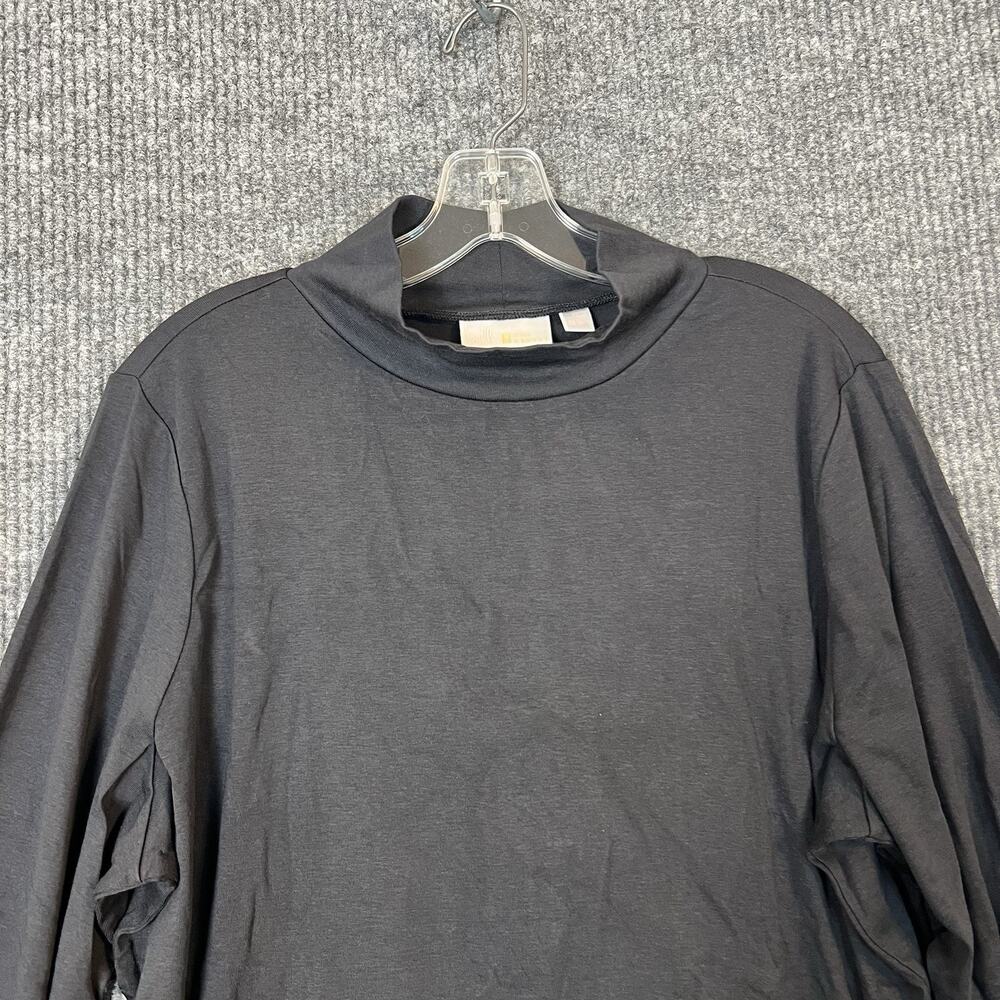 Belle by Kim Gravel TripleLuxe Micro Rib Mock Neck Top Black Womens Size XL - Picture 4 of 10
